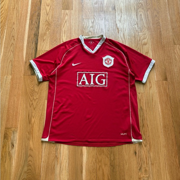 Manchester United 2006-07 Nike Home Jersey Top Kit Vintage Y2K Blokecore Auth XL